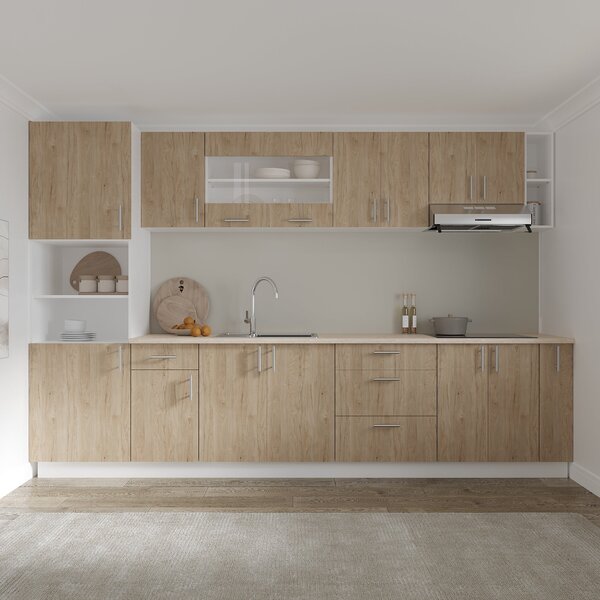 Set haaus V29, Lemn Natural/Alb, Blat Thermo 28 mm, L 320 cm