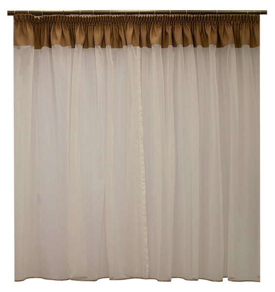 Perdea Velaria in ivoire cu bej rustic, 390x165 cm