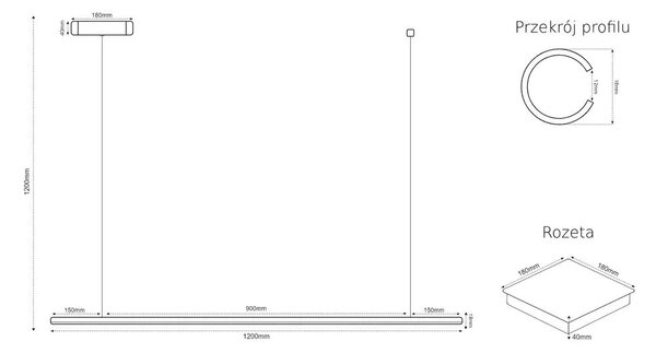 Altavola Design Linea lampă suspendată 1x15 W negru LA089/P2_120_3k_black