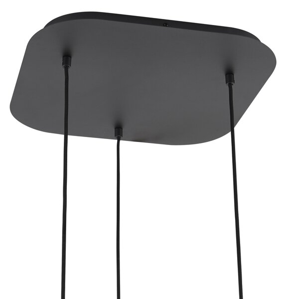 Lampă suspendată de design negru cu sticlă fumurie cu 3 lumini - Gus