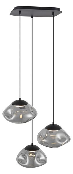 Lampă suspendată de design negru cu sticlă fumurie cu 3 lumini - Gus