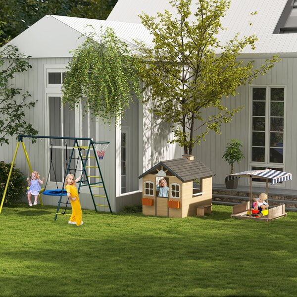Outsunny Set de Leagan pentru Copii 4 in 1 cu Leagan cu Farfurie | Aosom Romania