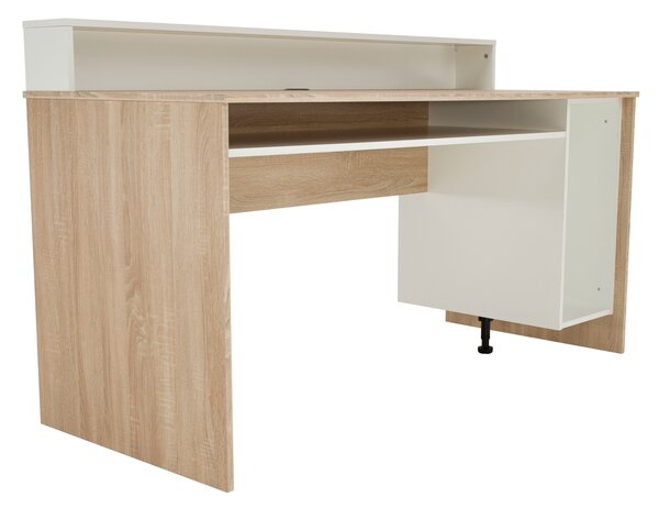 KONDELA Masă PC / masă de joc, stejar sonoma / alb, TEZRO NEW