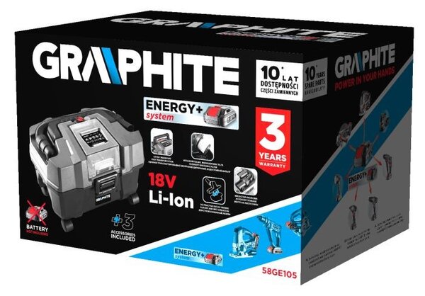 Aspirator de atelier Energy + 18V, 58GE105 GRAPHITE