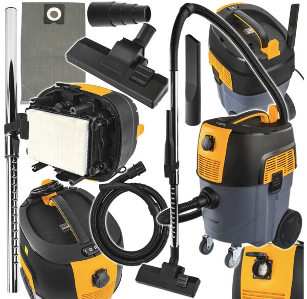 Aspirator industrial 1600 W fără sac 30 l cu HEPA filtru și sertar pentru scule POWERMAT PM-OD-1600T-PRO