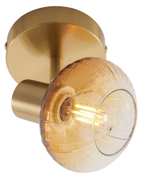 Spotlight modern auriu cu sticlă rotundă chihlimbar - Teddy