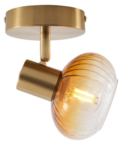 Spotlight modern auriu cu sticlă rotundă chihlimbar - Teddy