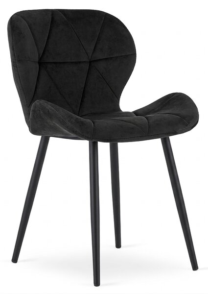 Scaun de masa MANGO VELVET cu picioare negre, negru