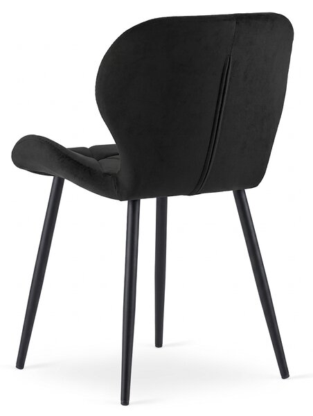 Scaun de masa MANGO VELVET cu picioare negre, negru