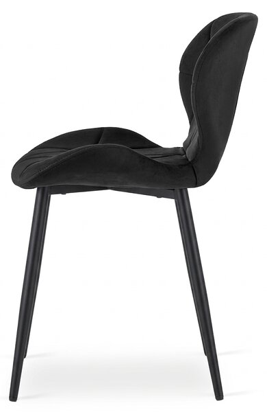 Scaun de masa MANGO VELVET cu picioare negre, negru