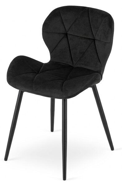 Scaun de masa MANGO VELVET cu picioare negre, negru