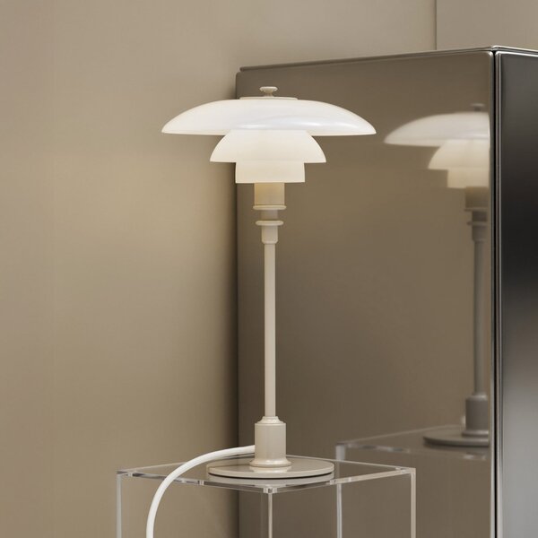 Louis Poulsen Lampa de masă PH 2/1, bej lucios, Ø 20 cm, Bej, Camera de zi / sufragerie, Sticlă, Design