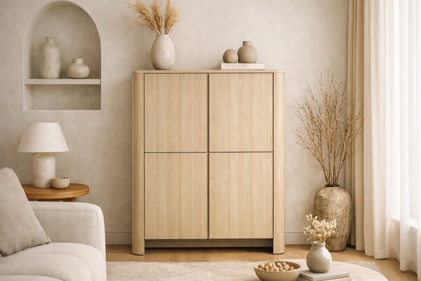Comodă înaltă Sorrenti 103 cm - stejar Vicenza