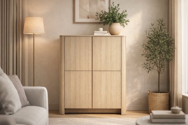 Comodă înaltă Sorrenti 103 cm - stejar Vicenza