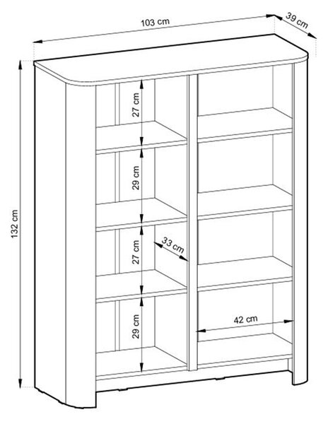 Comodă înaltă Sorrenti 103 cm - stejar Vicenza