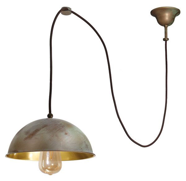 Moretti Luce Lampă susp. Circle descentrată 1 bec, alamă antic, reglabil, Bronz / Alamă Veche, Camera de zi / sufragerie, Metal, Antichitate