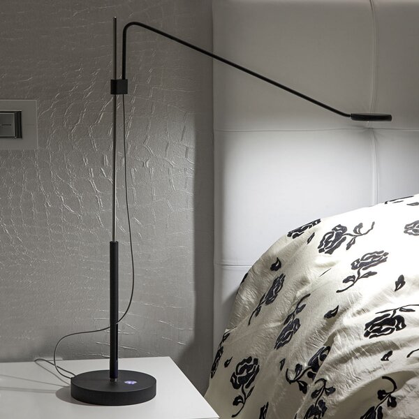 ICONE Tecla - lampă de birou grațioasă cu LED-uri, reglabil, Negru, Studiu / Birou, Metal, Modern
