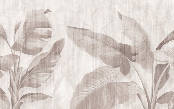 Fototapet Design elegant cu frunze botanice în tonuri neutre, Fototapet natură, Fototapet populare, u00299 - Tapeko.ro