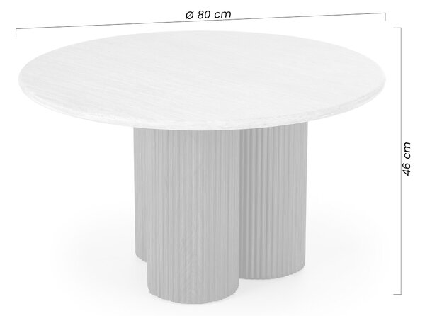 Măsuță de cafea rotundă Massia 80 cm pentru living - travertin / nuc