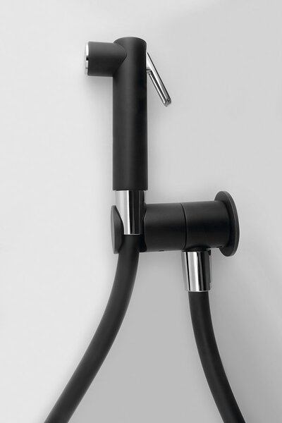 Sapho Sapho, Robinet de perete cu bideu de duș manual și blocare de siguranță, rotund, negru mat, SG107NE