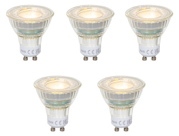 Set de 5 becuri LED GU10 50mm clare 2,5W 450 lm 2700K