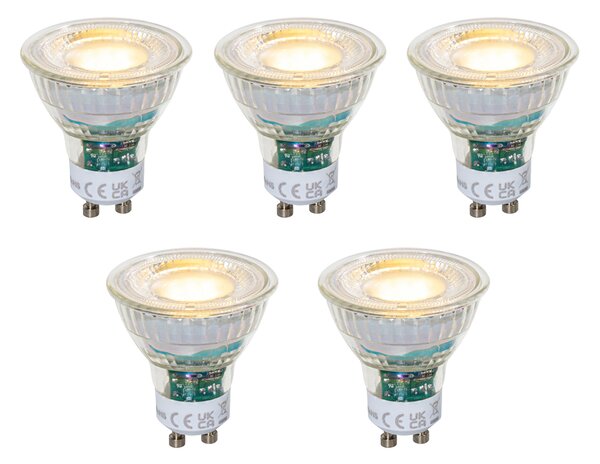 Set de 5 becuri LED GU10 50mm reglabile, clare, 2,5W, 450 lm, 2700K