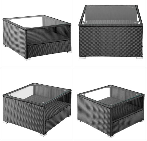 Deuba Set ratan de gradina Rouen - perne negre/antracit