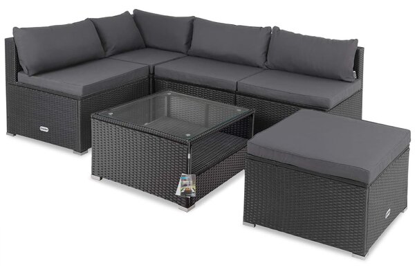 Deuba Set ratan de gradina Rouen - perne negre/antracit