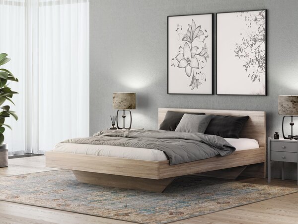Pat de levitare 120x200 din placa de mobilier DM2 stejar sonoma