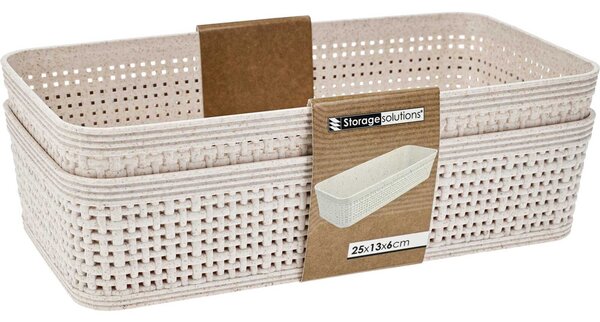 Coșuri de organizare din plastic, 25 x 13,5 x 6 cm, 2 buc