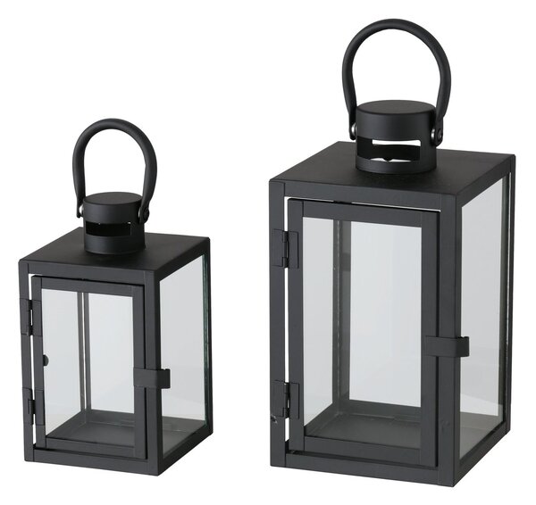 Lantern metalic cu geam din sticla, doua marimi, ARANA