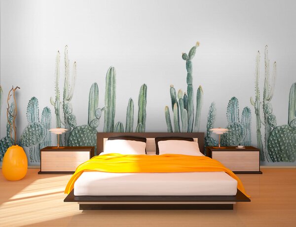 Fototapet Grup de cactuși pe un fundal alb, Fototapet natură, Fototapet populare, u07240 - Tapeko.ro