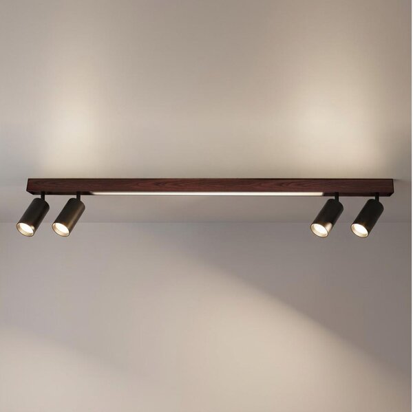 Brilagi - Spot LED SELE 4xGU10/30W/230V + LED/25W negru/decor de stejar