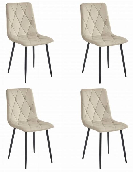 Set 4 Scaune Bucatarie/Dining Fido Catifea Bej