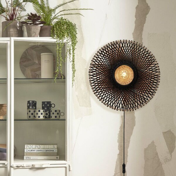Good & Mojo GOOD MOJO Kalimantan perete, negru/natural, Ø 60cm, Negru, Camera de zi / sufragerie, Bamboo, Design