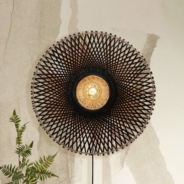 Good & Mojo GOOD MOJO Kalimantan perete, negru/natural, Ø 60cm, Negru, Camera de zi / sufragerie, Bamboo, Design