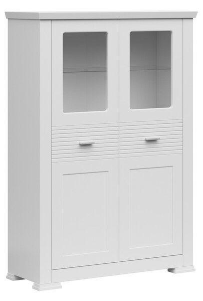 Comoda inalta cu vitrina alba AGNES, 105x40x150 cm