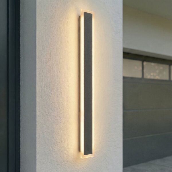 Lucande Lampa de perete pentru exterior cu LED Ilora, negru, 100 cm, CCT, IP65, Negru, Oțel inoxidabil, Modern