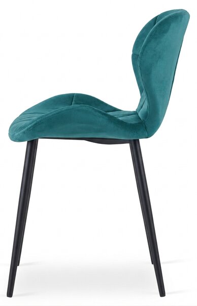 Scaun de dining MANGO VELVET cu picioare negre, turcoaz