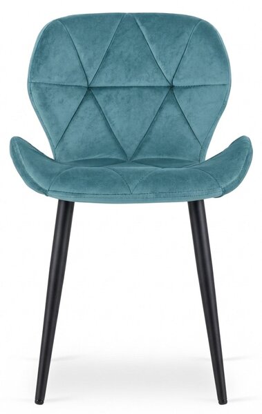 Scaun de dining MANGO VELVET cu picioare negre, turcoaz