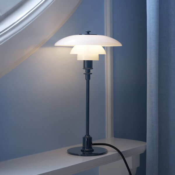 Louis Poulsen Lampa de masă PH 2/1, albastru închis, Ø 20 cm, Albastru, Camera de zi / sufragerie, Sticlă, Design