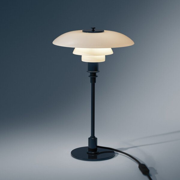 Louis Poulsen Lampa de masă PH 3/2, albastru închis, Ø 28 cm, Albastru, Camera de zi / sufragerie, Sticlă, Design