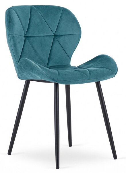 Scaun de dining MANGO VELVET cu picioare negre, turcoaz