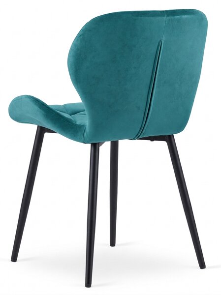 Scaun de dining MANGO VELVET cu picioare negre, turcoaz