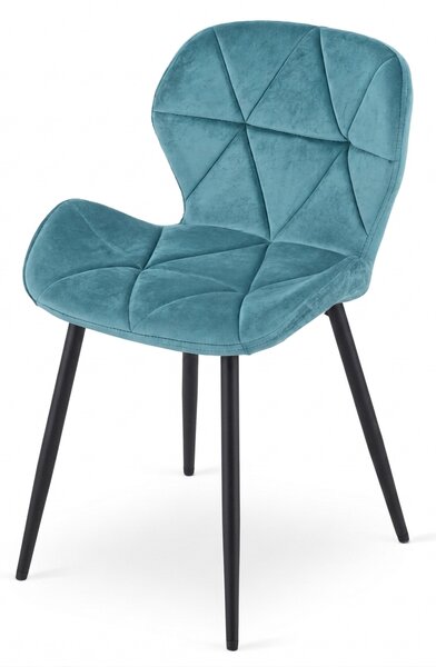 Scaun de dining MANGO VELVET cu picioare negre, turcoaz