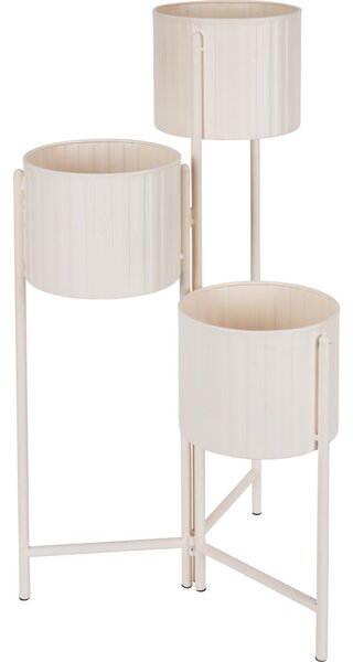 Suport de flori loft pentru 3 ghivece VIKO, metalic, crem