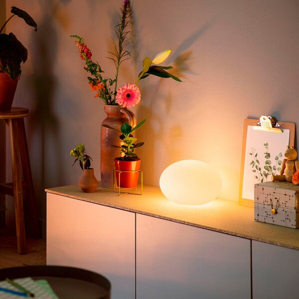 Lampă de masă Philips Hue, Flourish, reglabil, Alb, Camera de zi, Sticlă, Modern