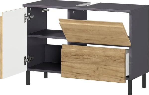 Dulap gri închis sub chiuvetă cu aspect de stejar 80x56 cm Salinas - Germania