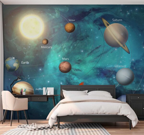 Tapet Sistem solar, Fototapet Pentru Copii, Fototapet pentru camera unui băiat, u09074 : Uwalls.ro
