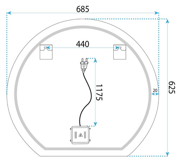 Oglindă LED 70cm Fabio